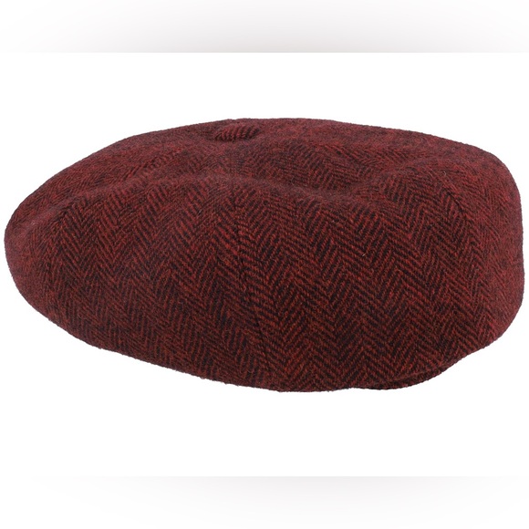 Stetson Hatteras Wool Herringbone Burgundy Flat Cap R168-15 - Picture 3 of 6